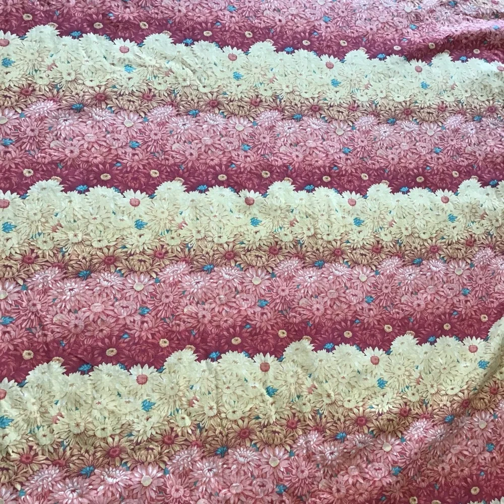 VTG Floral Fabric Packed Yellow Yellow Brown Maroon Cotton 44